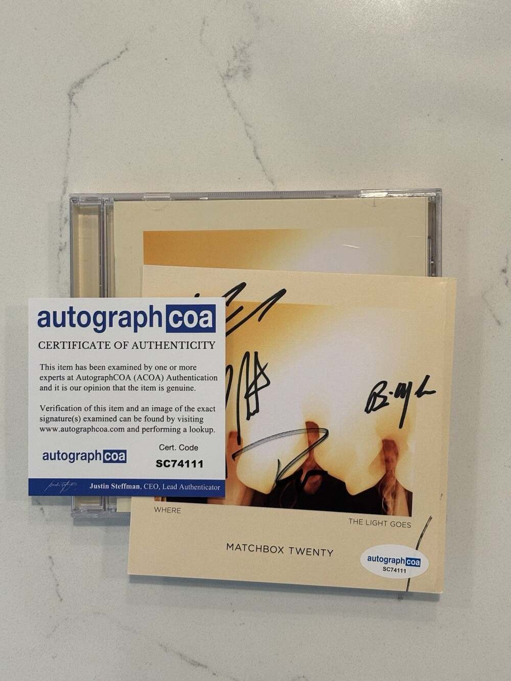 MATCHBOX 20 (Twenty) Where The Light Goes Signed CD Autograph ACOA Certified 7